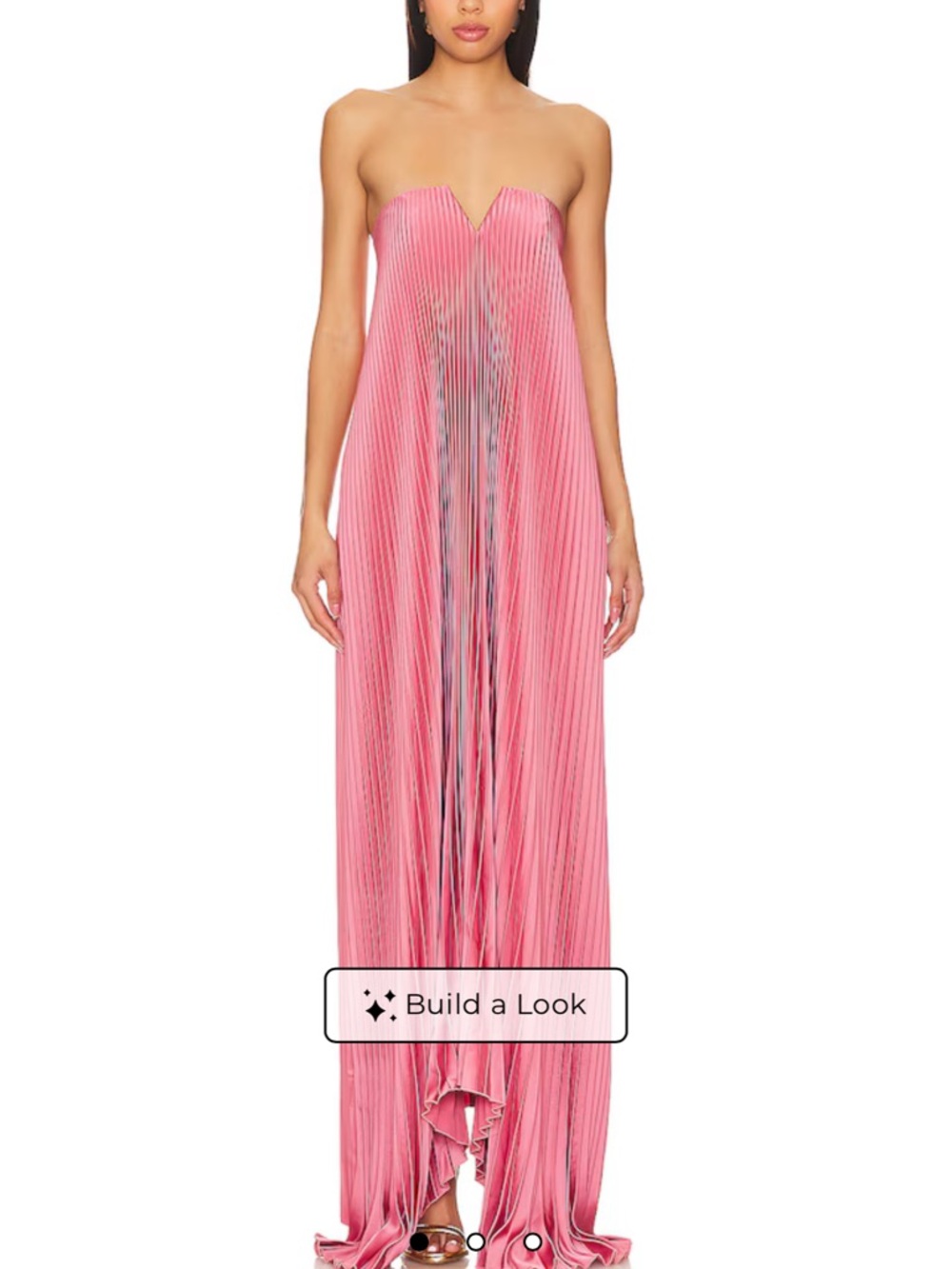 Strapless Pink Pleated Maxi Dress - Black tie gown
